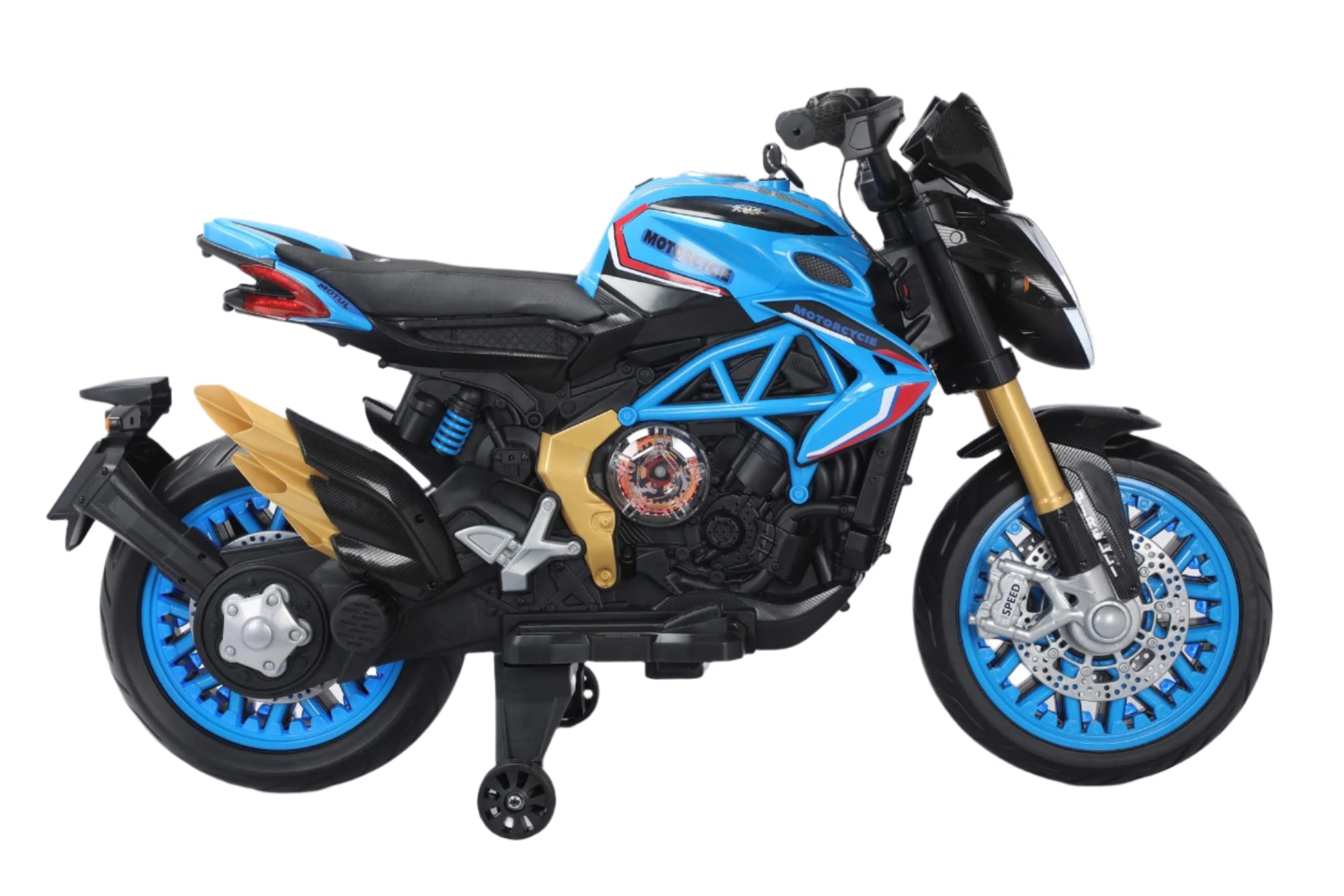 12V Kids Electric Ride-On Motorbike – 550W Motor, LED Lights, Music & Realistic Design – Blue