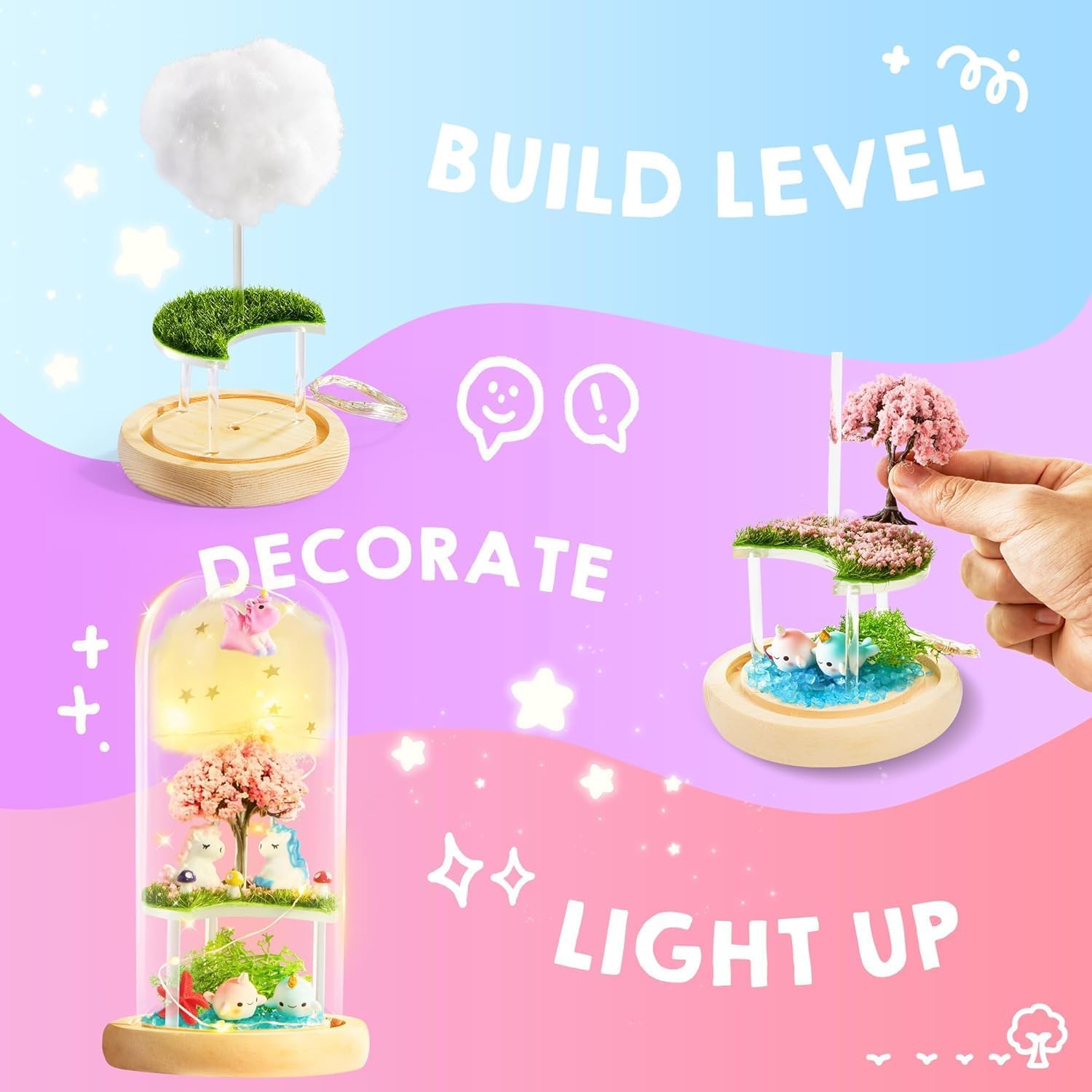 Klever Kits Unicorns Terrarium Kit for Kids Make Your Own Unicorn Night Light Art and Crafts for Kids