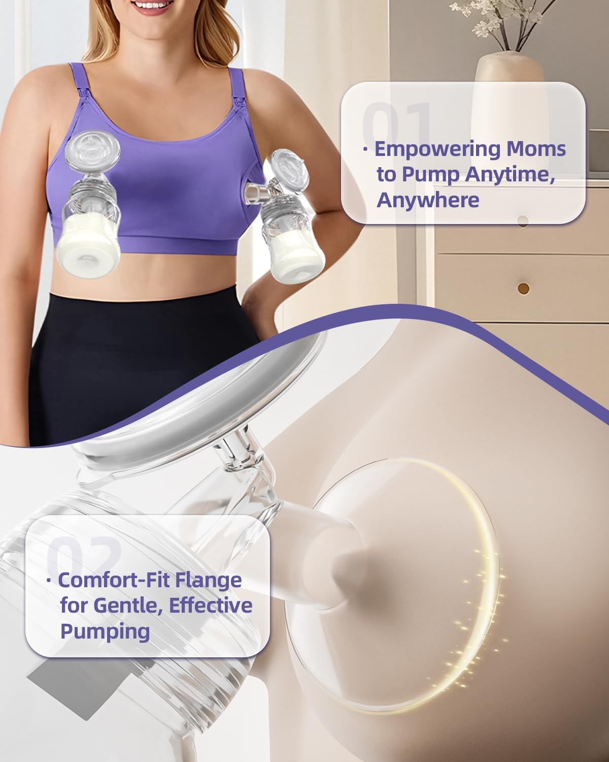 حواف متوافقة مع Spectra S1/S2/9 Plus/Synergy Gold – قطع غيار مضخة الثدي ذات العنق العريض – ليست أصلية، حافة Spectra (قطعتان) - 24 مم