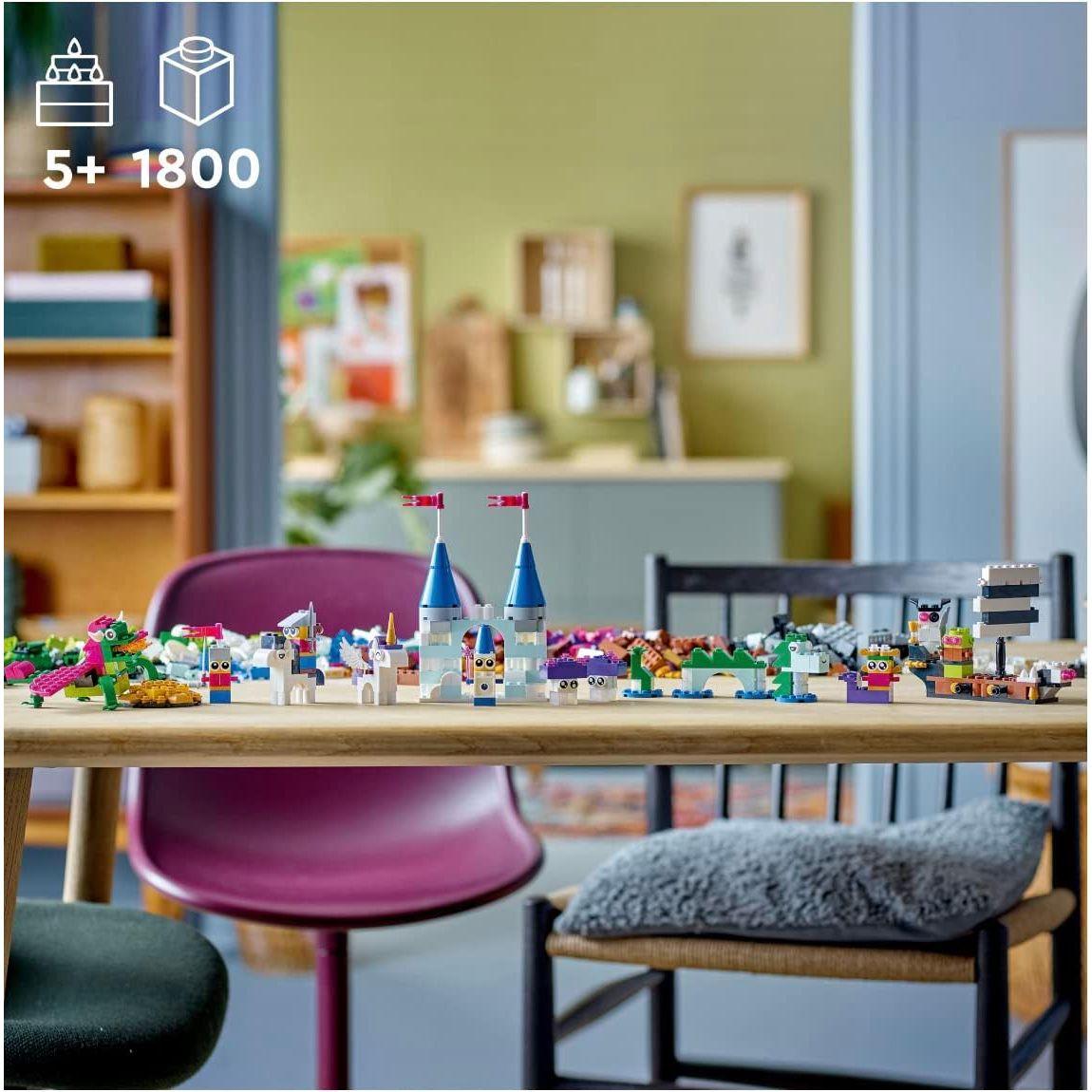 Lego 11033 Classic Creative Fantasy Universe Set, Building Adventure with Unicorn Toy, Castle, Dragon and Pirate Ship Builds