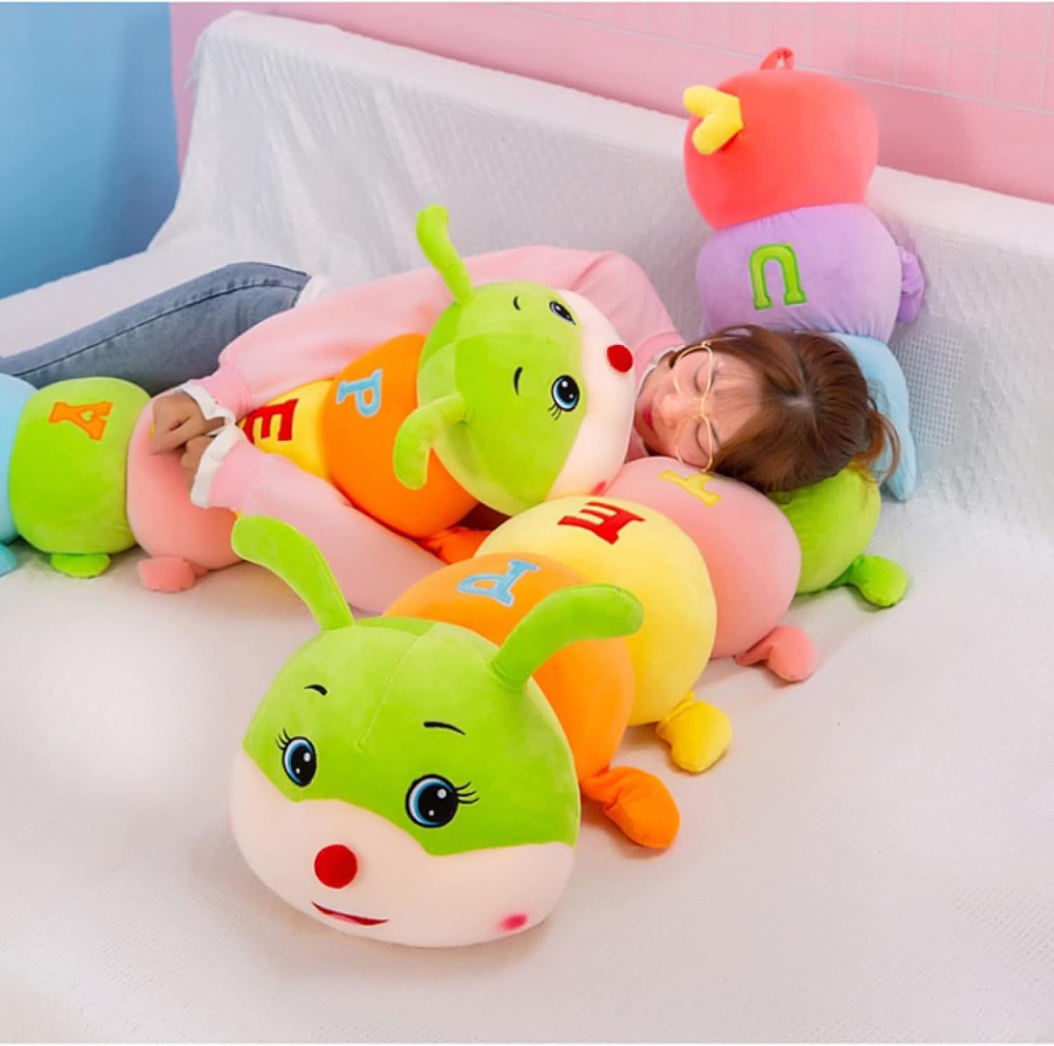 Cognitive Plush Worm Stuffed Doll Toys Soft Worm Pillow for Kids