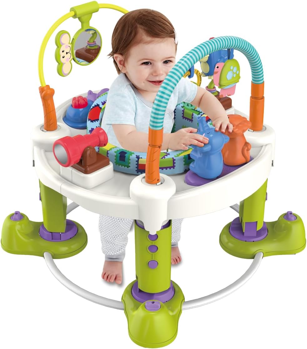 4-in-1 Infant Activity Center & Jumper | Converts to Tummy Time Mat, Stationary Bouncer, Push Walker, & Toddler Play Table