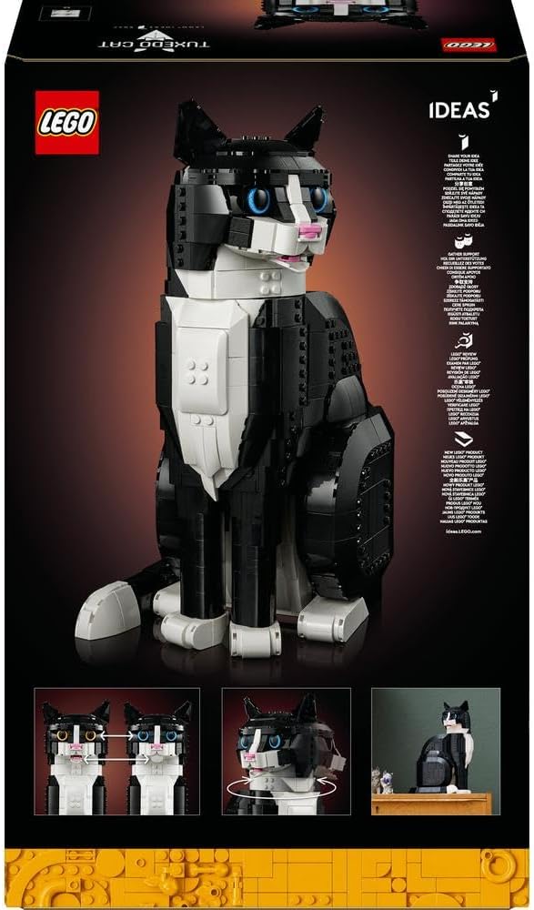 مجموعة قطة توكسيدو من ليجو آيديا 21349، طقم نموذج تمثال للكبار للبناء، نشاط إبداعي، ديكور منزلي أو مكتبي