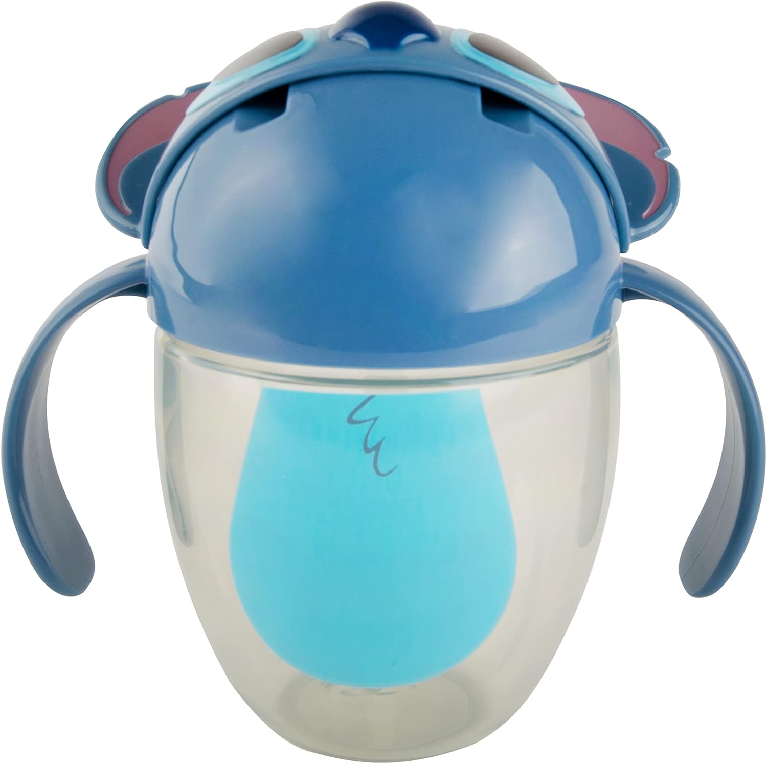 The First Years Disney Stitch Weighted Straw Cup - Spill Proof Toddler Straw Cups with Flip Top Cover - Transition Sippy Cups - Toddler Feeding Supplies - 7 Oz - Ages 6 Months and Up