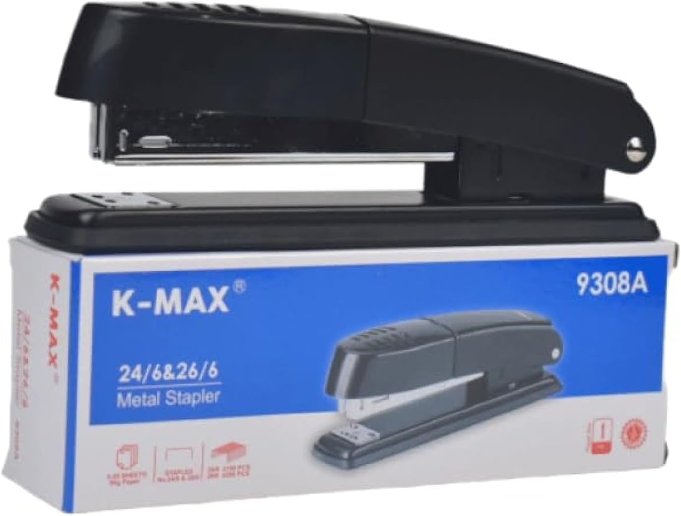 K-Max 9308 20 Sheets Stapler, 24/6-26/6 Staple Size - Colors May Vary