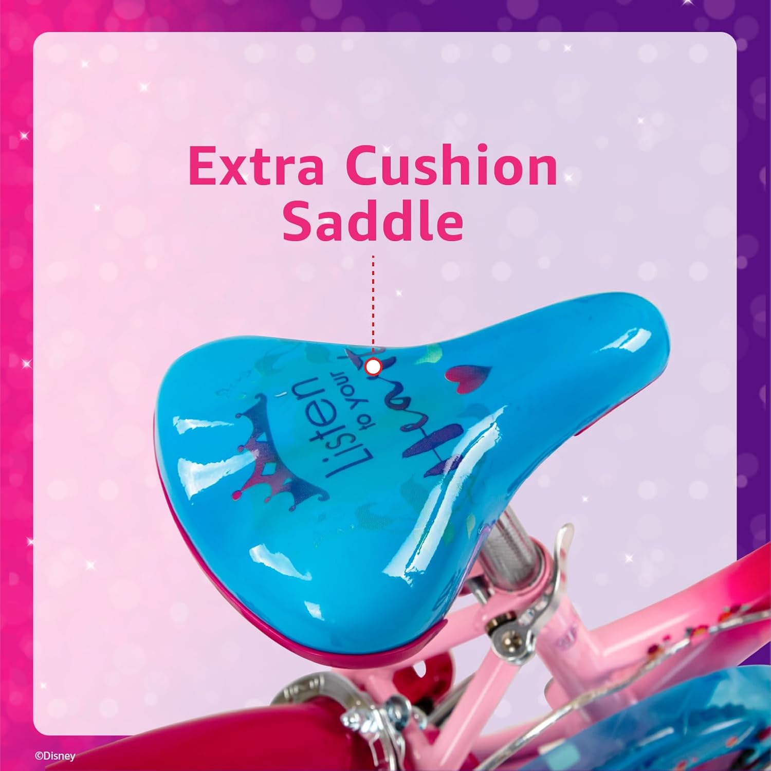 Spartan Disney Princess Bicycle, Rear Caliper Brakes, Easy Saddle Height Adjustment, Colorful, 3 Years+, Pink /Blue - 12 Inches