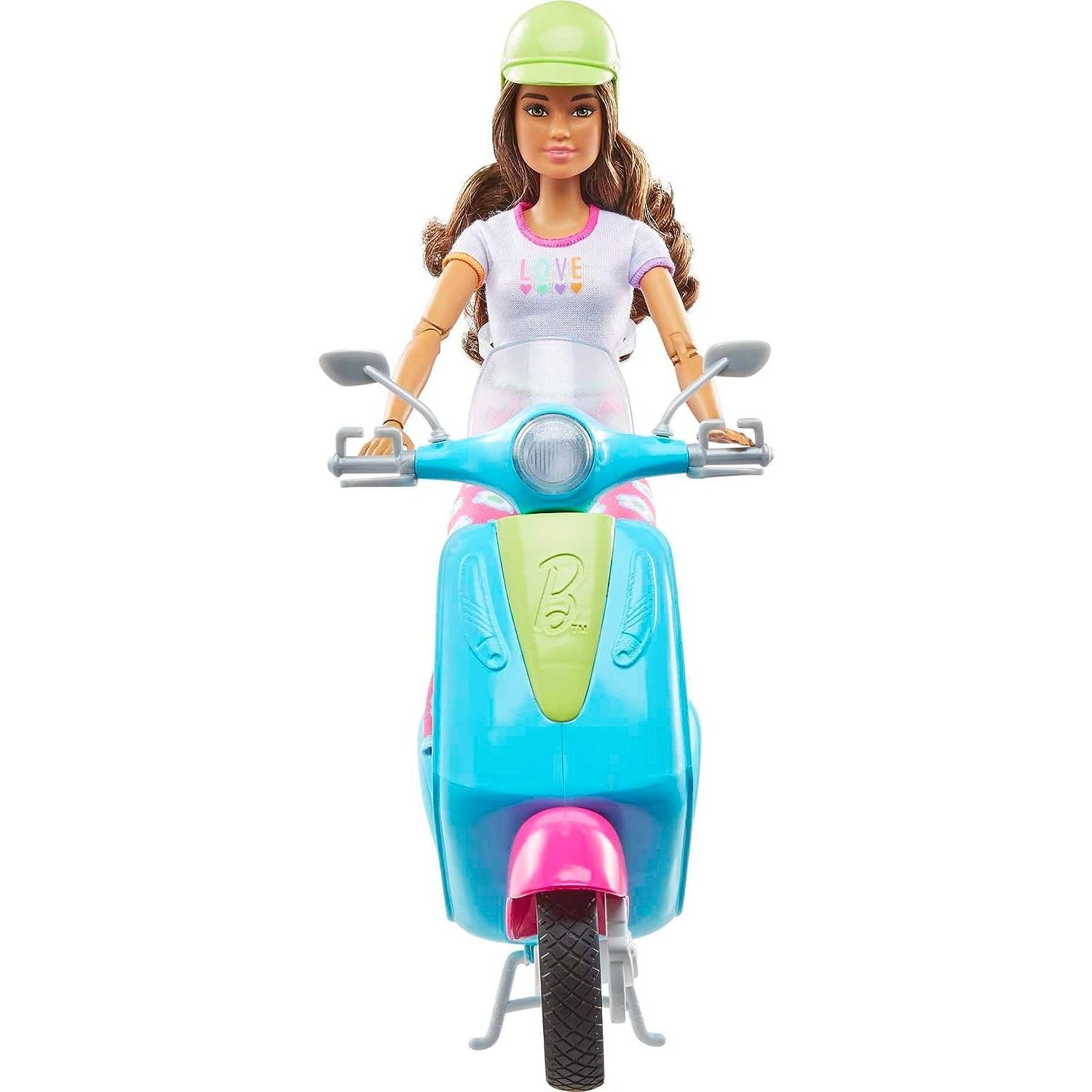 Barbie Fashionistas Doll and Scooter, Travel Playset with Stickers, Pet Puppy and Themed Accessories like Map and Camera