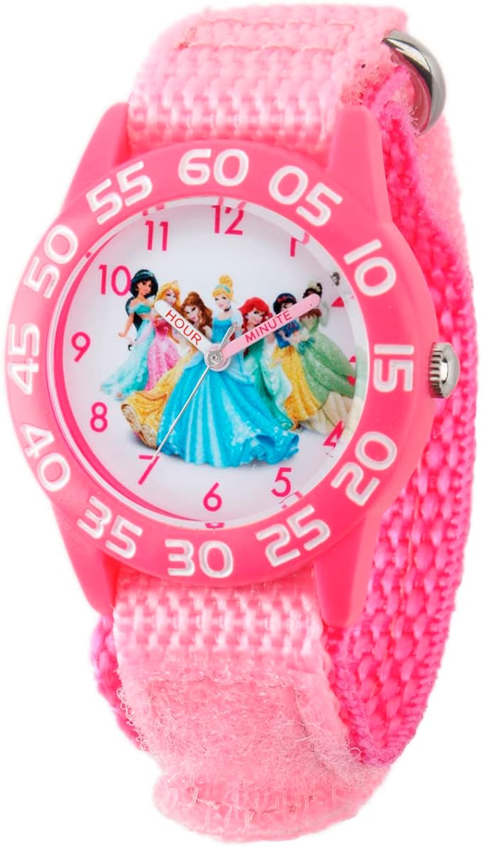 Disney Princess Kids' Plastic Time Teacher Analog Quartz Nylon Strap Watch