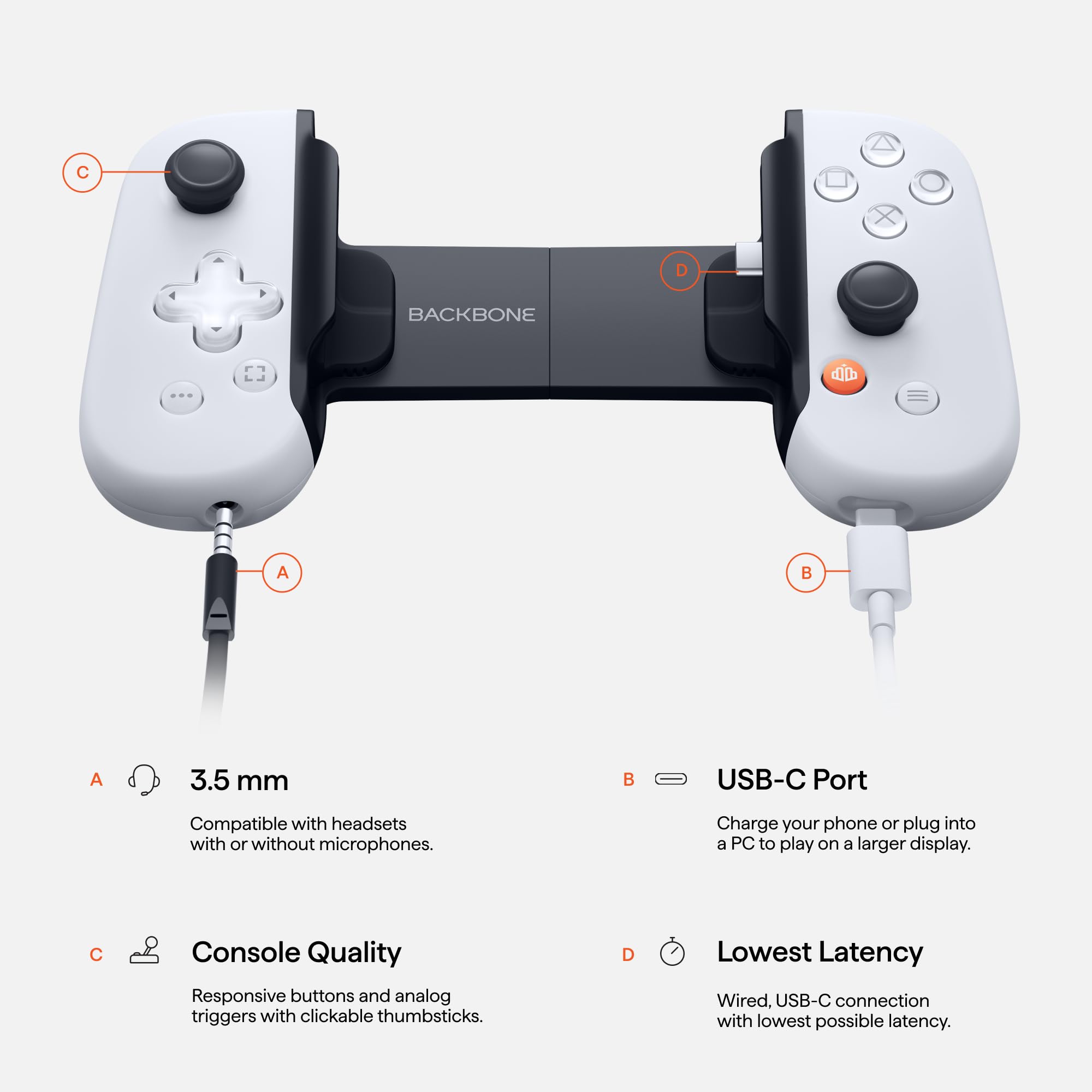 BACKBONE One Mobile Gaming Controller for Android and iPhone 15/16 Series (USB-C) - 2nd Gen