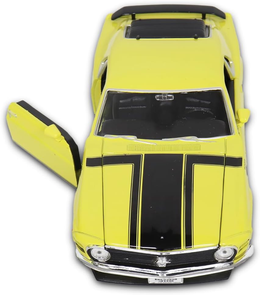 Welly Nex Die-Cast Metal Model Car 1:24- 1970 Ford Mustang Boss 302 Yellow