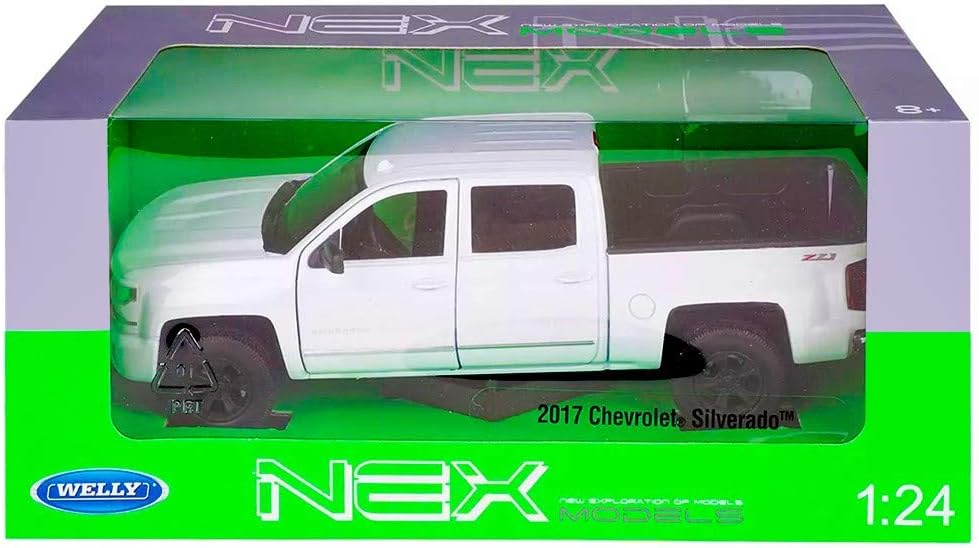 Welly Nex Die-Cast Metal Model Car 1:24- 2017 Chevrolet Silverado (Colors May Vary)