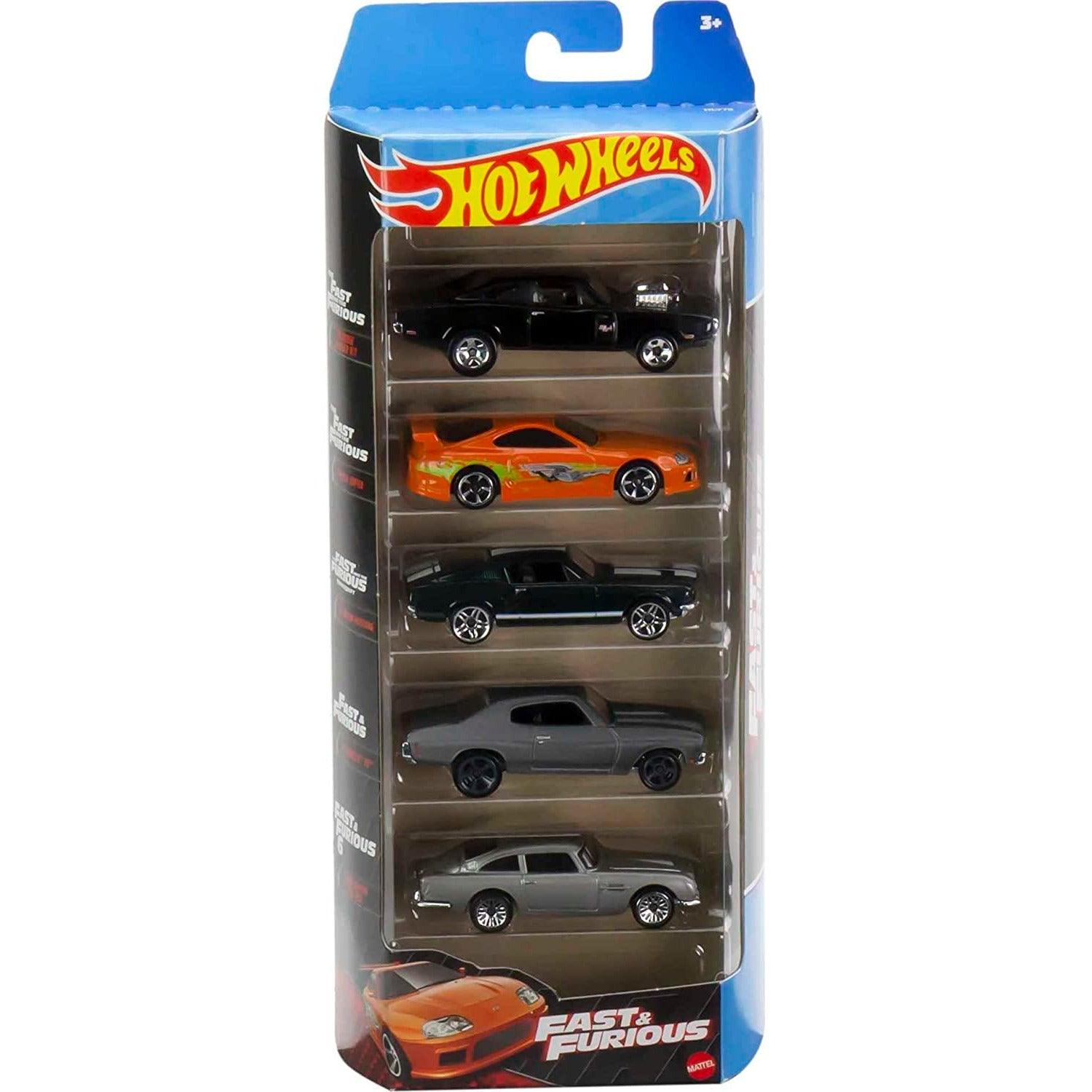 Hot Wheels Fast and Furious 5-Pack of Toy Race and Drift Cars in 1:64 Scale with Exclusive Decos (Styles May Vary) - BumbleToys - 2-4 Years, 5-7 Years, Boys, Collectible Vehicles