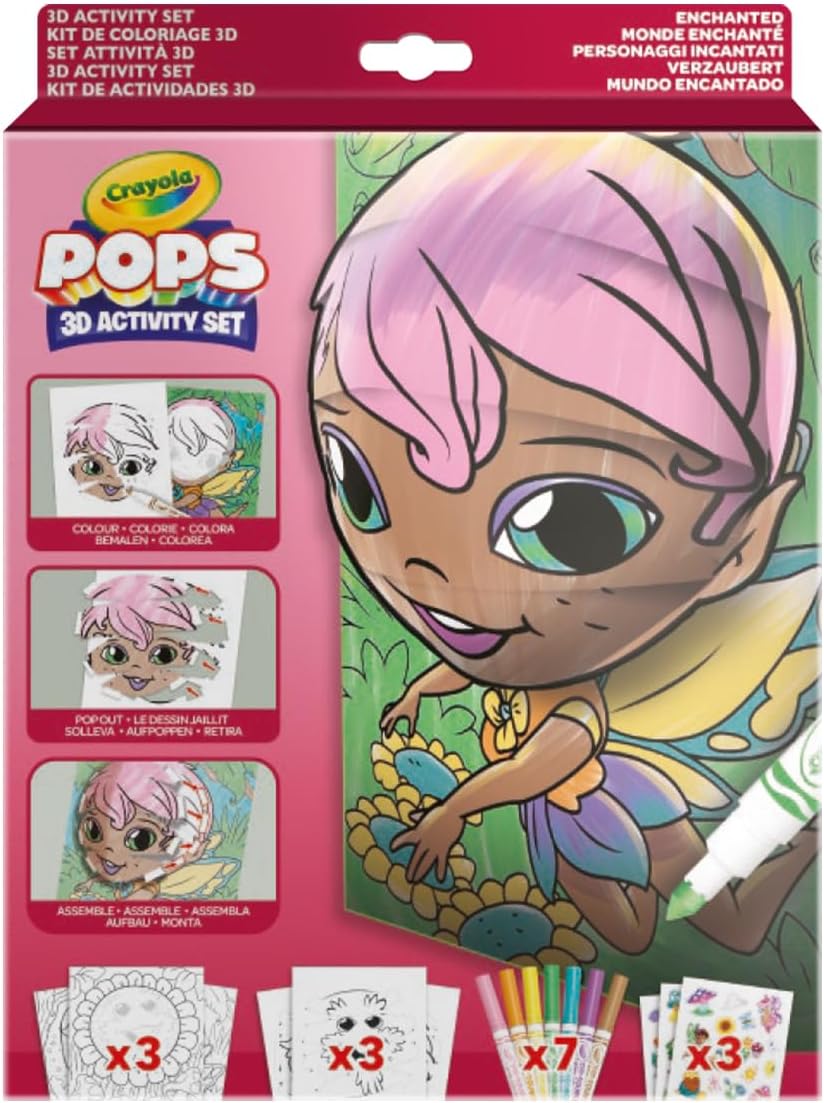 مجموعة Crayola Pops 3D Enchanted Art مع 7 أقلام تلوين