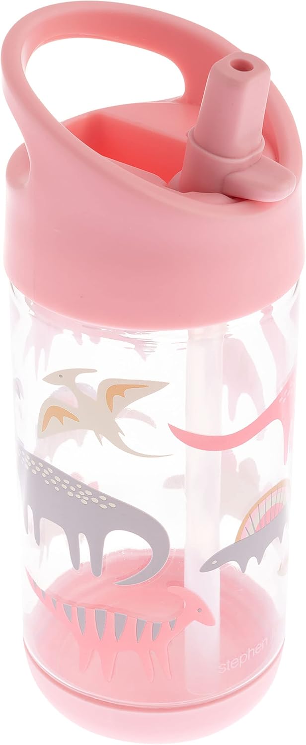 Stephen Joseph Flip Top Kids Water Bottle – Pink Dino