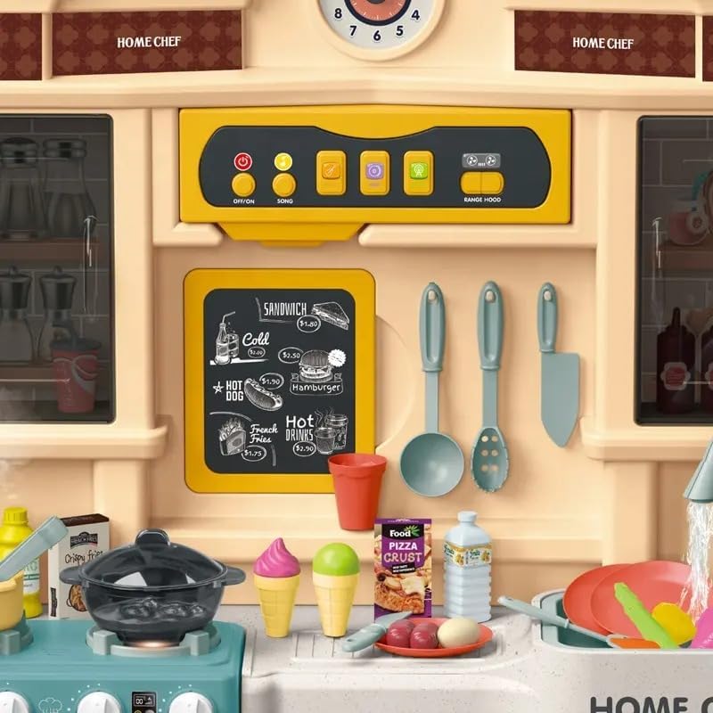 Talented Chef 85-Piece Kids Kitchen Playset with Realistic Steam, Light, and Sound – 83cm Tall Home Chef Toy
