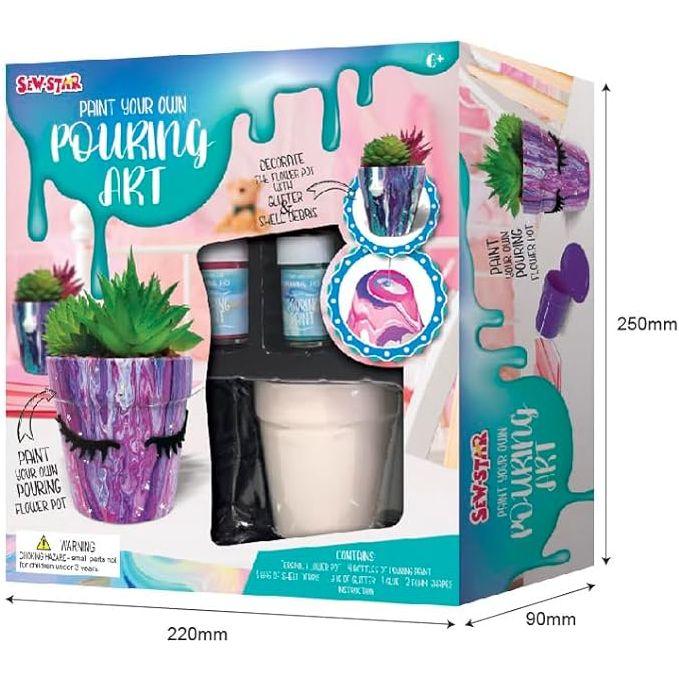 Sew Star Paint Your Own Pouring Art-Garden Flower Pot - Make it on your own DIY for kids SS-19-077, 6+