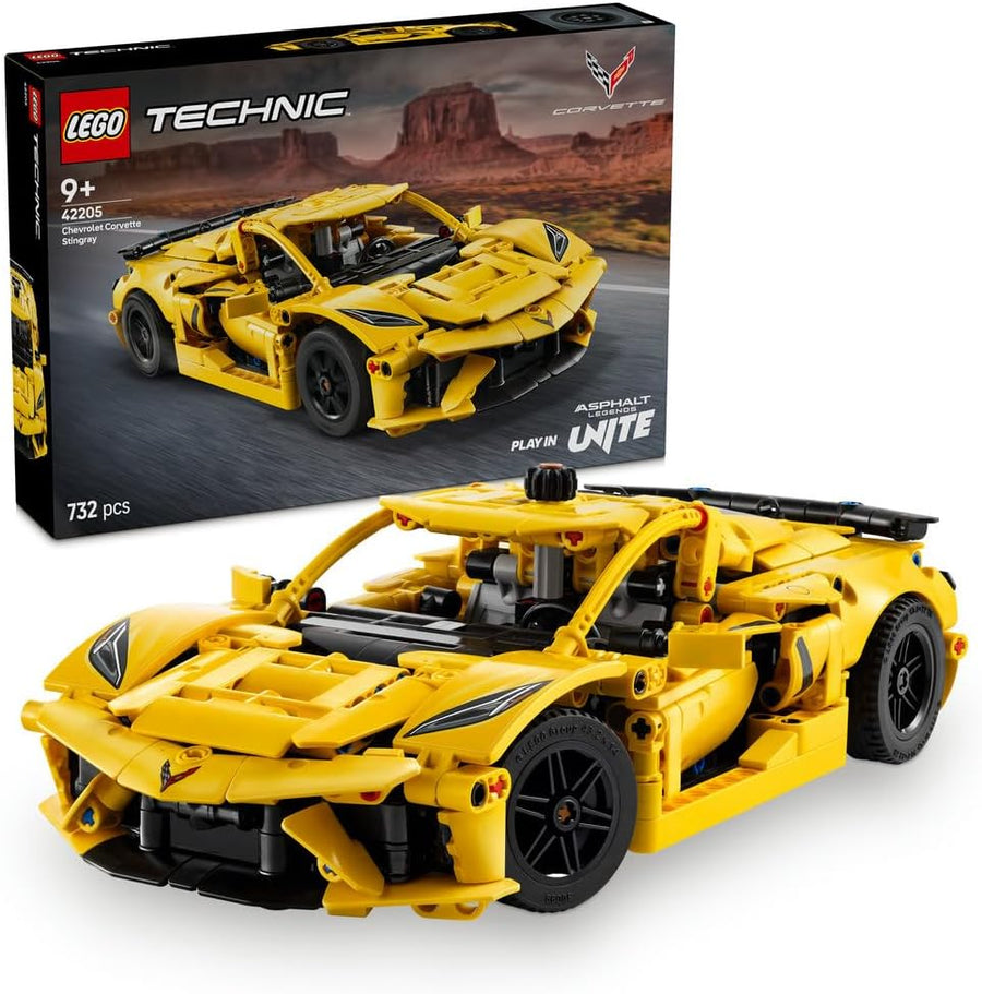 LEGO Technic Chevrolet Corvette Stingray Race Car Toy, 8-Cylinder Engine and Differential - Vehicle Model Kit - Birthday Gift for 9+ Year Old Boys, Girls or Adult Motorsport Fans - 42205