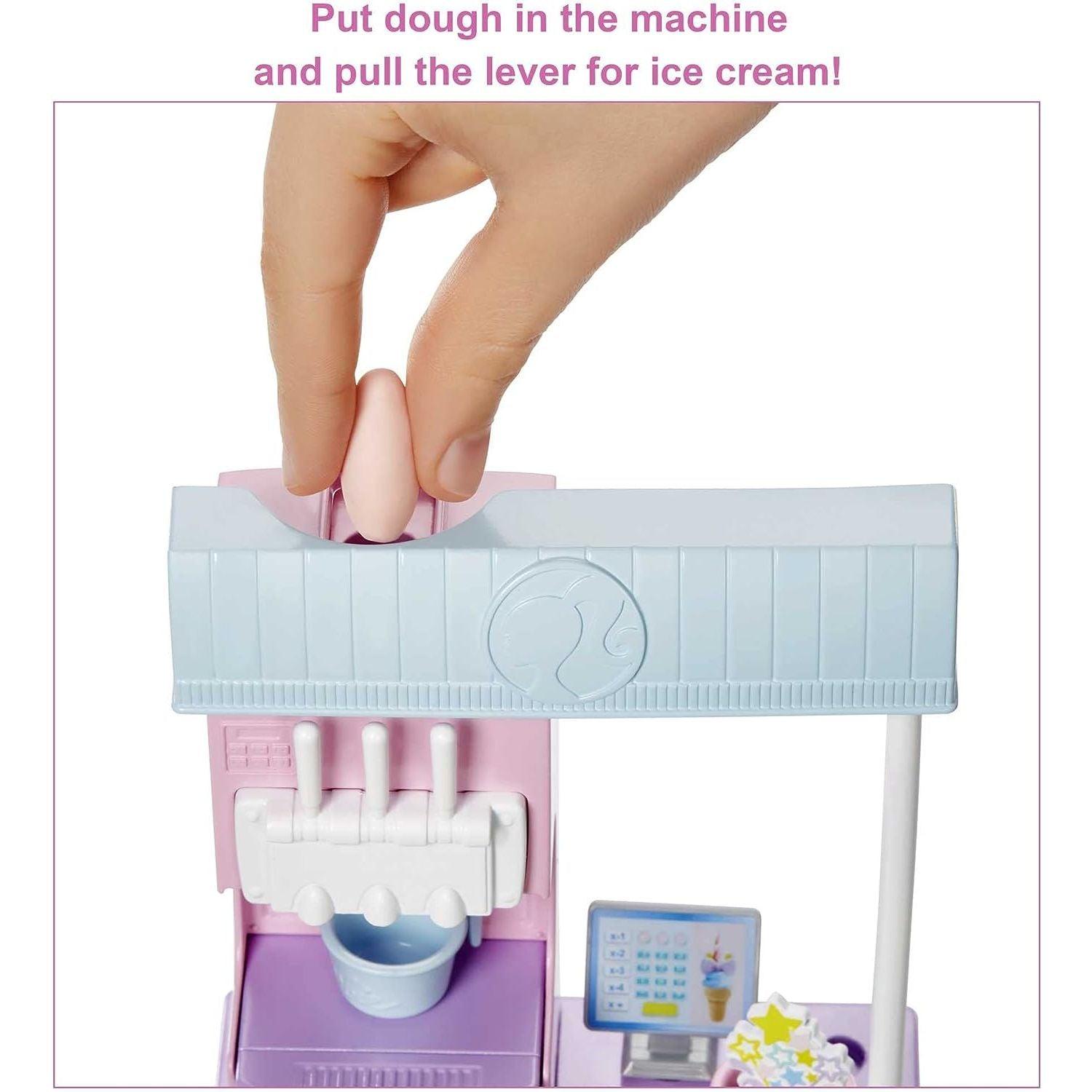 Barbie Careers Doll & Accessories, Ice Cream Shop Playset with Blonde Doll, Ice Cream Machine, Molds, Dough & More