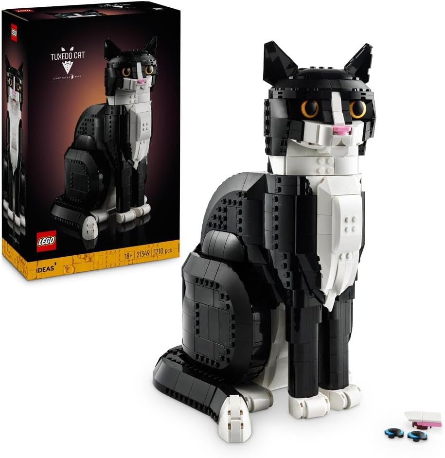 LEGO Ideas 21349 Tuxedo Cat Set, Model Statue Kit for Adults to Build, Creative Activity, Home or Office Décor Decoration