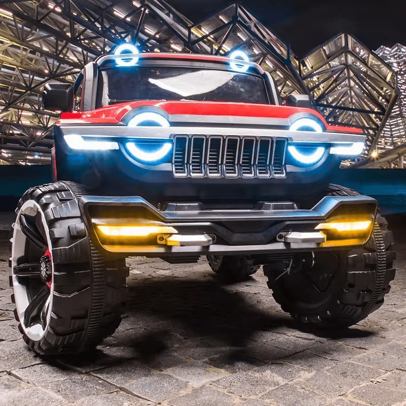 Children’s 4x4 Electric Ride-On Off-Road Jeep – Premium Design with LED Lighting and All-Terrain Wheels - Red