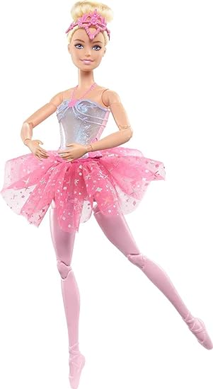 Barbie Dreamtopia Doll, Twinkle Lights Posable Ballerina with 5 Light-Up Shows, Sparkly Pink Tutu, Blonde Hair & Tiara