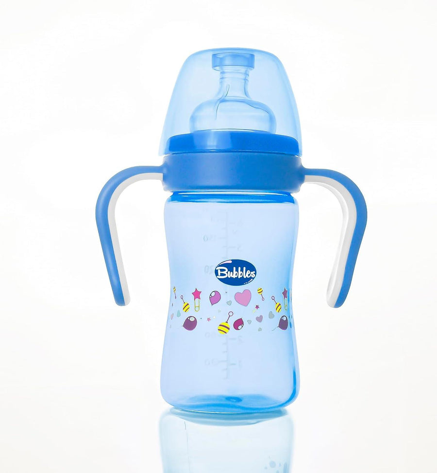 Bubbles Classic feeding bottle with hand 180ml - Blue