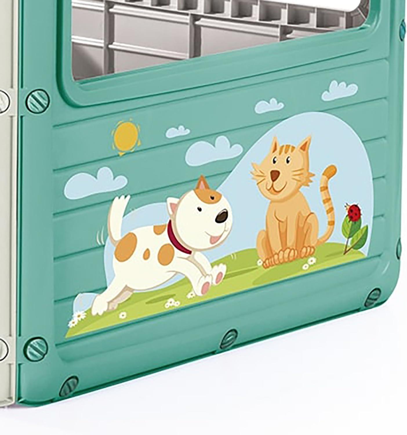My First House: White & Green - Playhouse, Indoor & Outdoor Toy, Cat & Dog Decal, Waterproof & Durable, Imaginative Play, Toddler Kids Age 2+