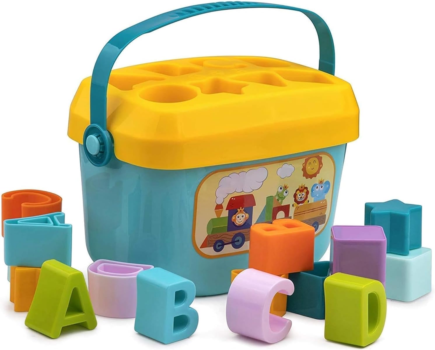 مكعبات تعليمية لفرز الأشكال للأطفال الصغار | ١٦ شكلًا هندسيًا وABC ملونًا