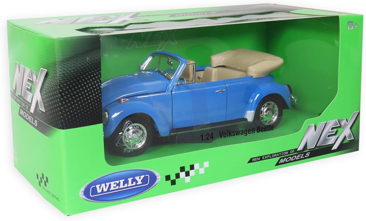 Welly Nex Die-Cast Metal Model Car 1:24- Volkswagen Beetle (Convertible)(Colors May Vary)