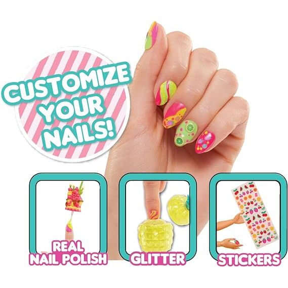 LOL Surprise OMG Sweet Nails – Pinky Pops Fruit Shop with 15 Surprises, Including Real Nail Polish, Press On Nails, Sticker Sheets, Glitter, 1 Fashion Doll, and More!