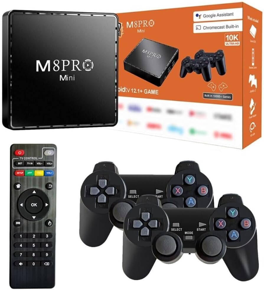 Retro M8 Pro Mini Super 3D Games + 10K Games + 2 Controllers - Android 12 - CPS3, GBA, N64, PS1, PSP, SNES