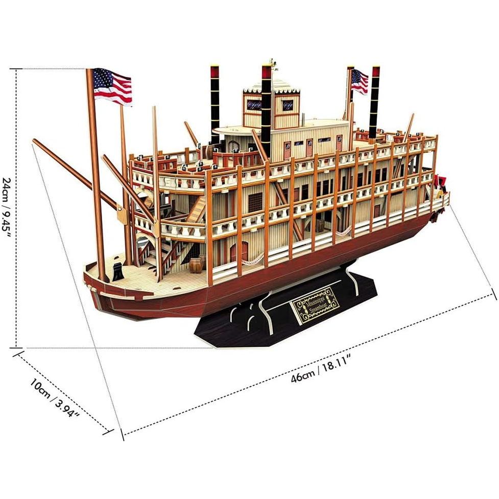 CubicFun 3D Vessel Puzzle Ship Models Toys Foam Puzzles Building Kits US Worldwide Trading Mississippi Steamboat 142 Pieces