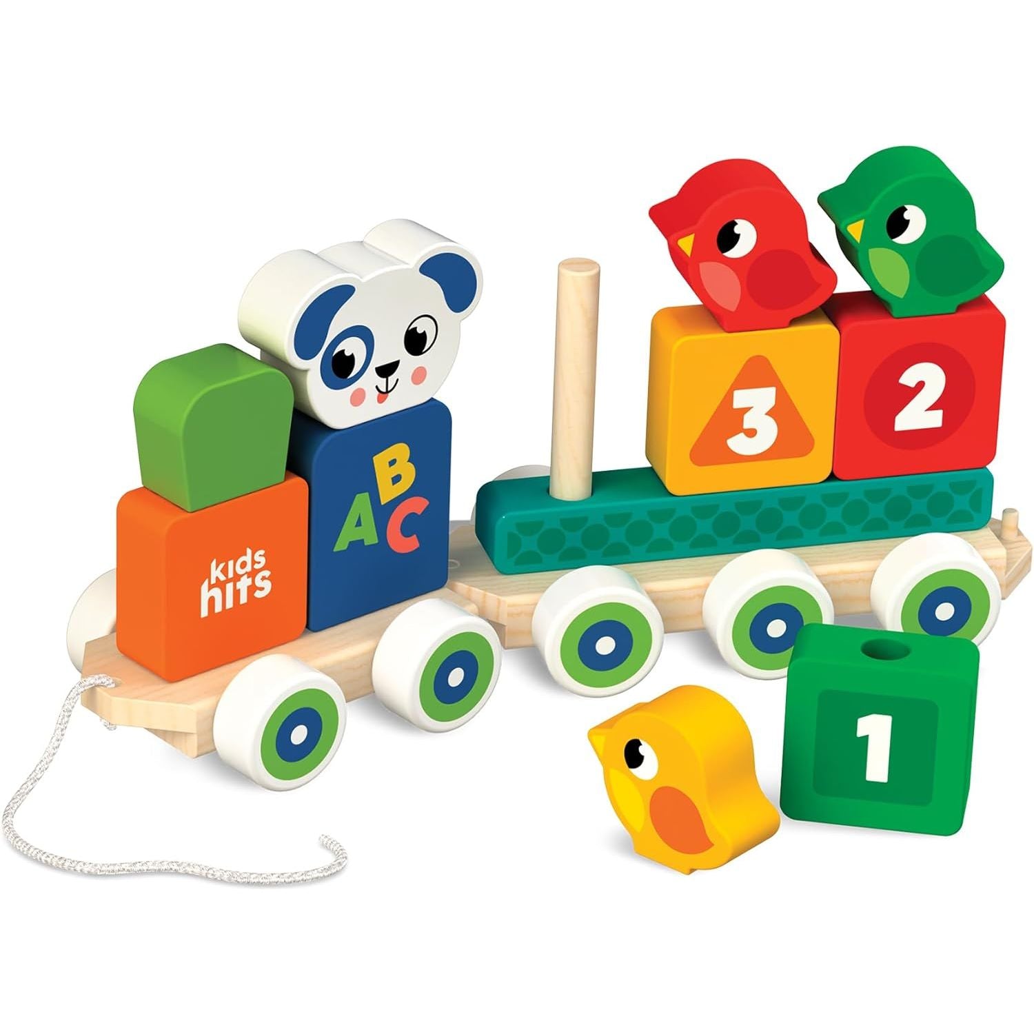 Kids Hits Wooden Stack and Go Train: All Aboard The Fun Learning Journey for Ages 1 and Up