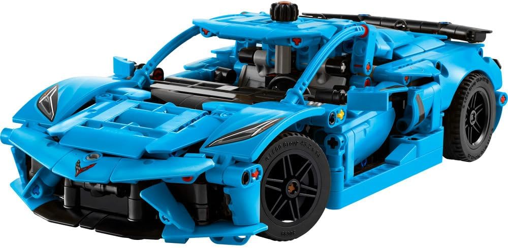 LEGO Technic Chevrolet Corvette Stingray Blue Race Car Toy - Model Kit with Moving 8-Cylinder Engine and Differential (42217)