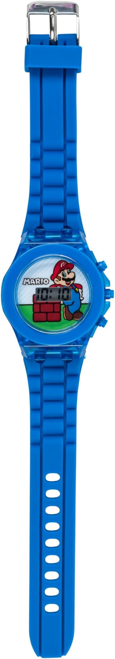 Accutime Super Mario Kids LCD Digital Watch with Flashing Lights in Dial Featuring Mario Design and Molded Silicone Strap – Easy-Read Time Display – Durable Build