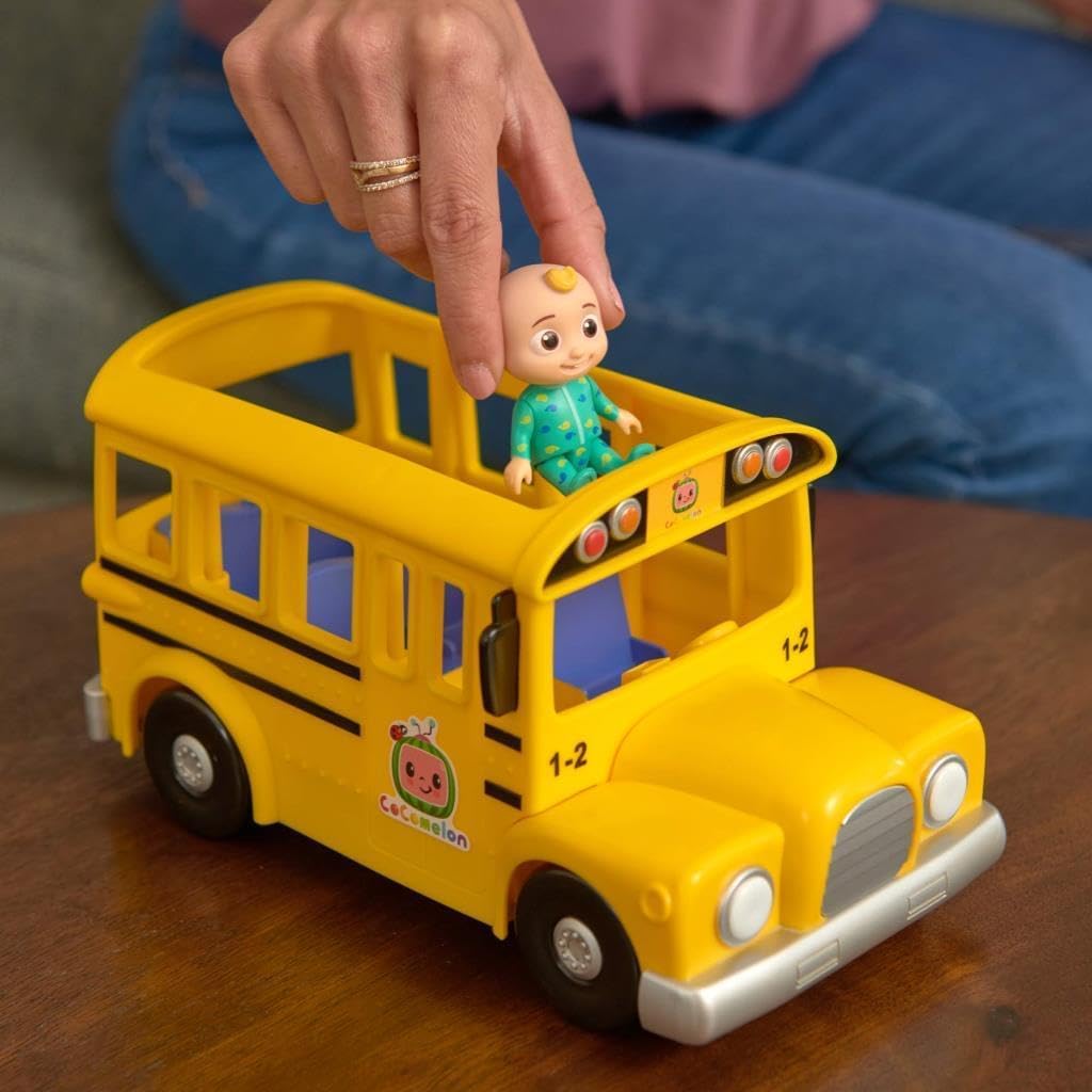 Jazwares Cocomelon Musical Yellow School Bus JJ Song Wheels on the Bus