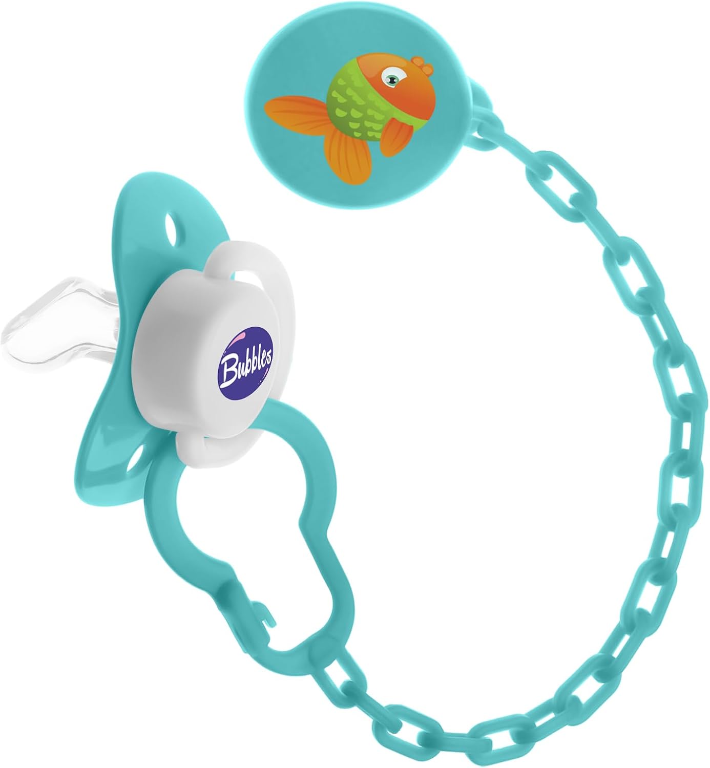 Bubbles Tatinah, Beveled Pacifier With Chain for +3M - Green
