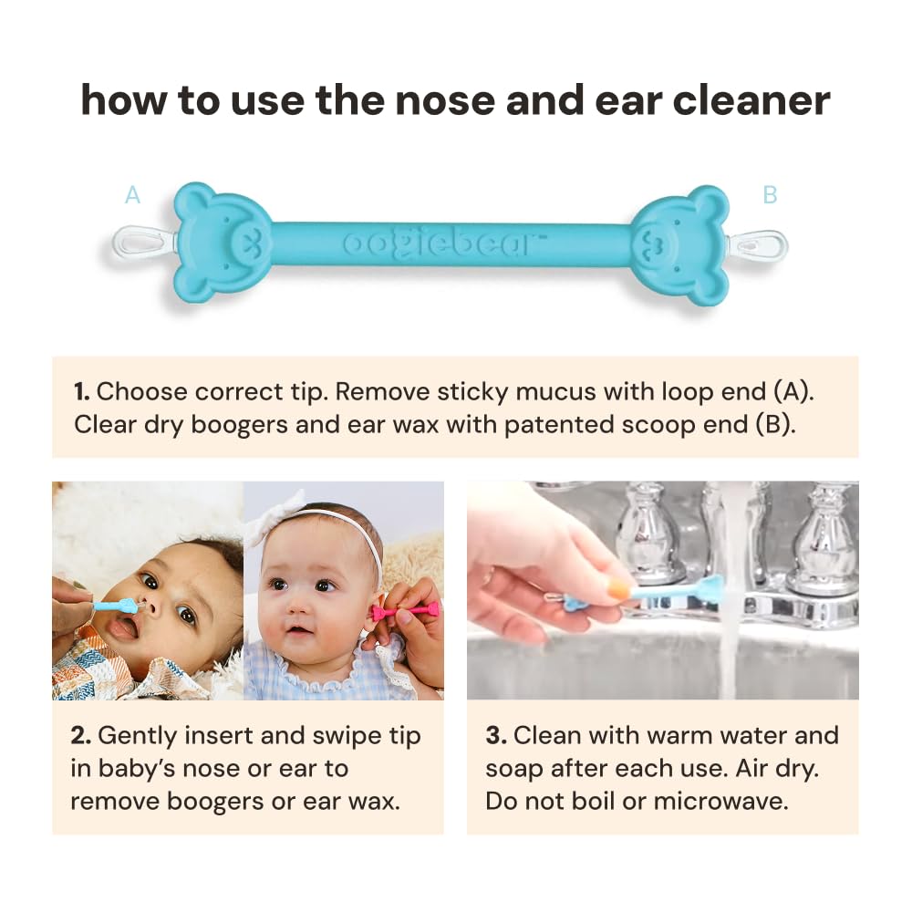oogiebear Baby Nose Cleaner & Ear Wax Removal Tool - Safe Booger & Earwax Removal for Newborns, Infants