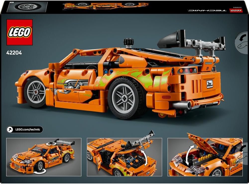 LEGO Technic Fast and Furious Toyota Supra MK4 Toy Car - 6 Cylinder Engine & Opening Doors - Model Kits for 9+ Years Old Boys & Girls or Adult Motorsport Fans - Birthday Gift Idea - 42204