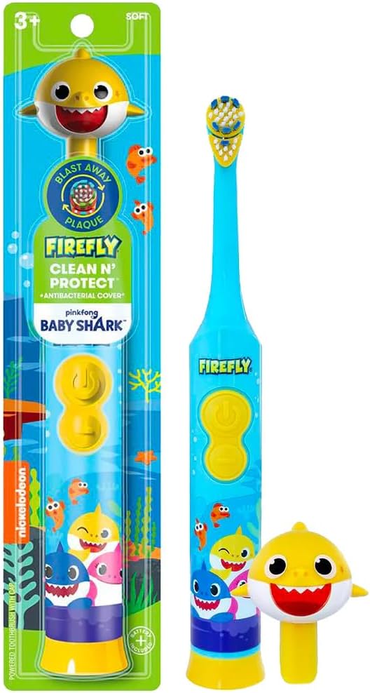 FIREFLY Clean N' Protect Baby Shark Power Toothbrush, Battery, Ages 3+