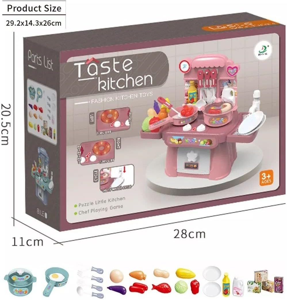 Taste Kitchen Set With Storage Lighting & Sound - Pink