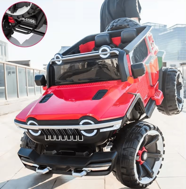 Children’s 4x4 Electric Ride-On Off-Road Jeep – Premium Design with LED Lighting and All-Terrain Wheels - Red