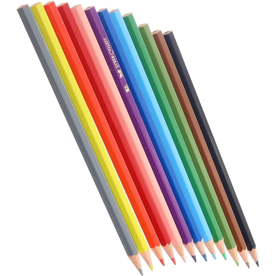 أقلام تلوين خشبية طويلة من فابر كاستل 12 قلم تلوين - متعددة الألوان