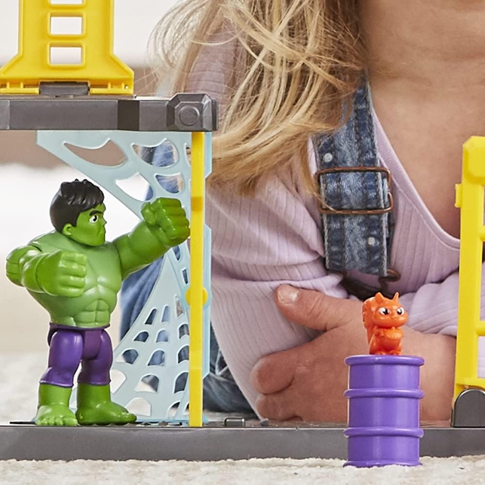 Hasbro Marvel Spidey and His Amazing Friends Hulk’s Smash Yard Preschool Toy, Hulk Playset with Toppling Tower and Smash Wall, Kids Ages 3 and Up