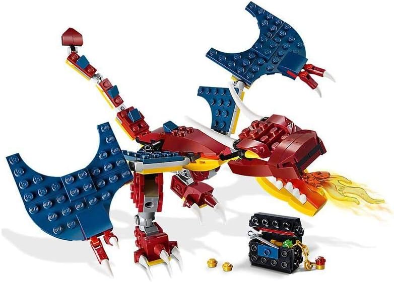 LEGO 31102 Creator 3in1 Fire Dragon Building Kit, لعبة بناء رائعة للأطفال