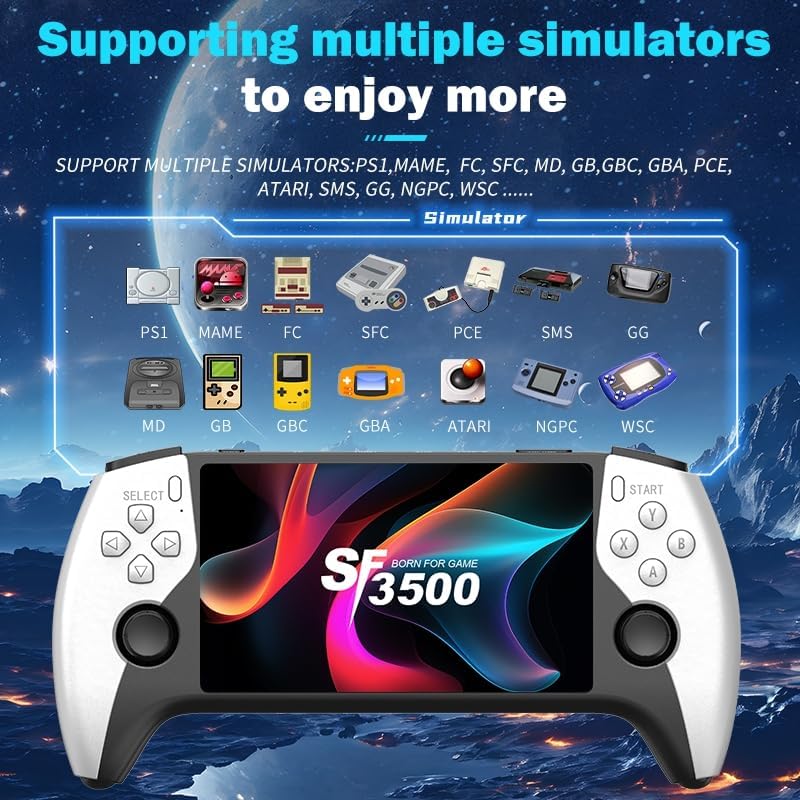 SF3500 Retro Handheld Game Console-Handheld Game Console with HD 5.5-inch IPS Screen Classic Video Games Supports TV Connection,14+ Emulators & 5-Hour Battery Life