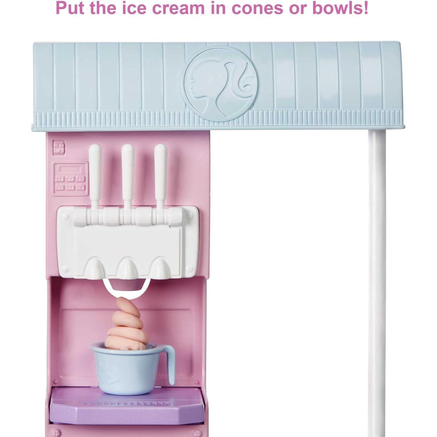 Barbie Careers Doll & Accessories, Ice Cream Shop Playset with Blonde Doll, Ice Cream Machine, Molds, Dough & More