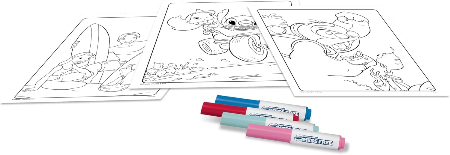 Crayola Color Wonder, Coloring Kit with 18 Colouring Pages and 4 Stain Resistant Felt-Tip Pens, Lilo & Stitch Theme