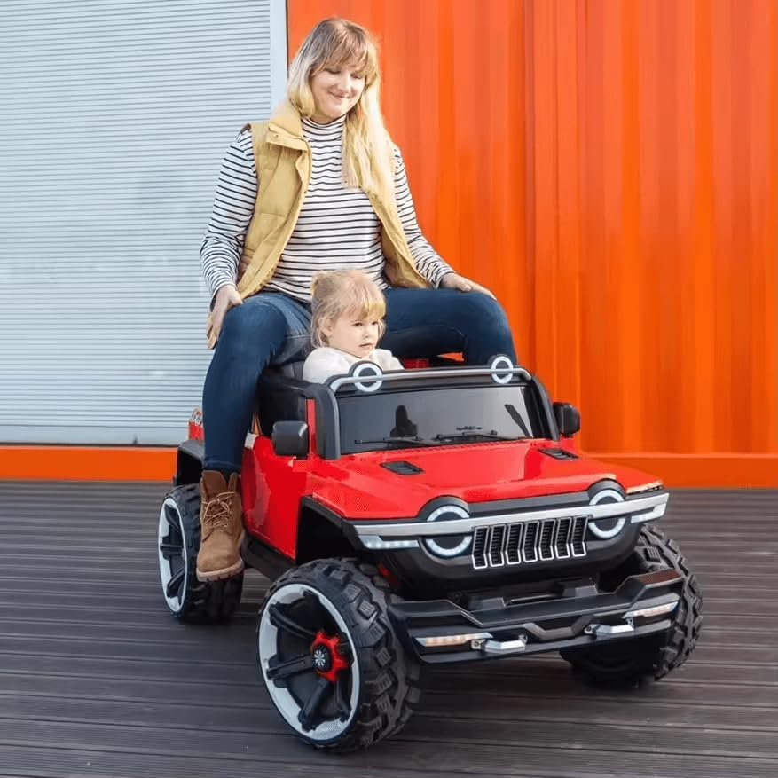 Children’s 4x4 Electric Ride-On Off-Road Jeep – Premium Design with LED Lighting and All-Terrain Wheels - Red