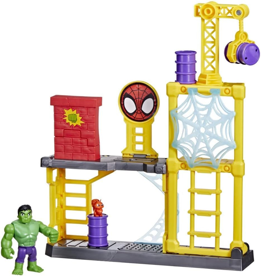 Hasbro Marvel Spidey and His Amazing Friends Hulk’s Smash Yard Preschool Toy, Hulk Playset with Toppling Tower and Smash Wall, Kids Ages 3 and Up